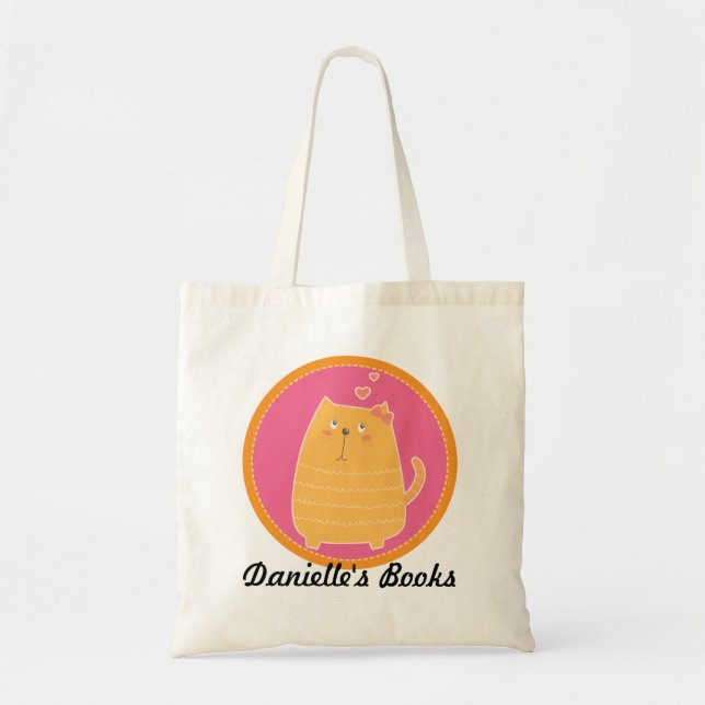 Kitty Cat Personalised Book Tote Bag (Front)