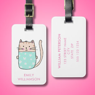 Kitty Cat Personalised Luggage Tag