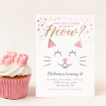 Kitty Cat Pink Gold Birthday Party Invitation<br><div class="desc">Fun cat themed birthday party invitation with a kitty's face in the middle. The funny text above says "Are you kitten me right Meow?" in pink and gold fonts. There are faux pink glitters around. Customise this product by adding your own party information. Cute invite for your girl's birthday!</div>