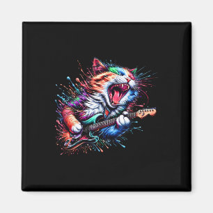 Kitty Cat Playing Guitar Rock Cat Heavy Metal Cat Magnet