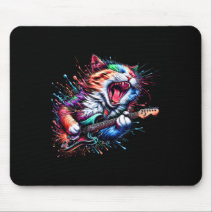 Kitty Cat Playing Guitar Rock Cat Heavy Metal Cat Mouse Pad
