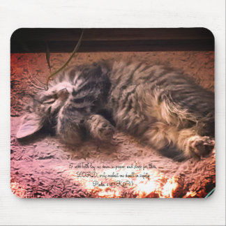 Kitty Cat Psalm 4:8 Mousepad