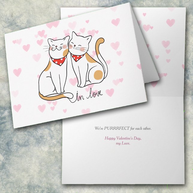 Kitty Cat Purrfect Love Romantic Valentine Card (Creator Uploaded)