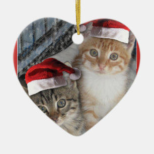 Kitty Cat Santa Claus Ceramic Tree Decoration