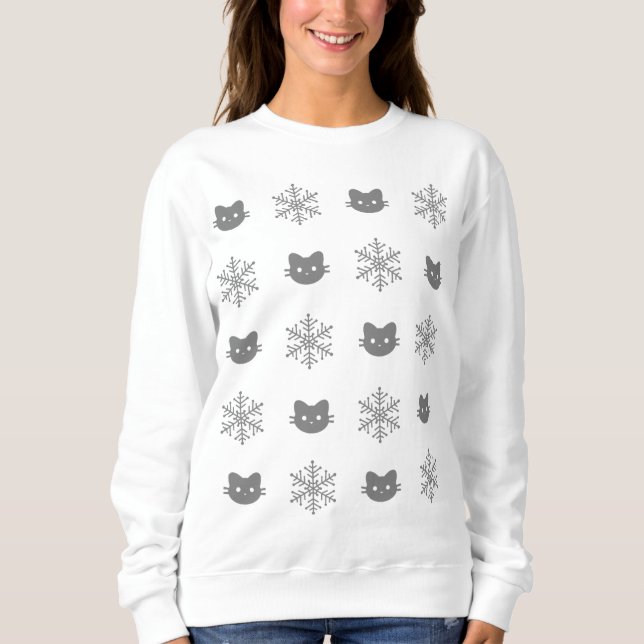 Kitty Cat Snowflake Christmas Sweatshirt (Front)