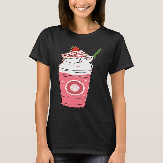 Kitty Cat Strawberry Smoothie T-Shirt (Front)