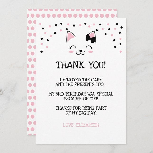 Kitty Cat Thank You Cards (Front/Back)