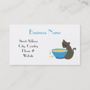 Kitty Cat with Blue Food Dish Business Card