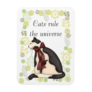 Kitty Cat with Flowers Picture Magnet
