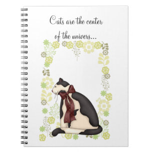 Kitty Cat with Flowers Picture Spiral Notebook