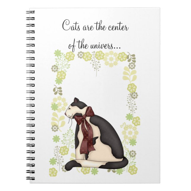 Kitty Cat with Flowers Picture Spiral Notebook (Front)