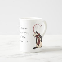 Kitty Cat with Hearts Picture Bone China