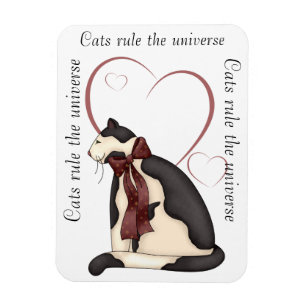 Kitty Cat with Hearts Picture Magnet