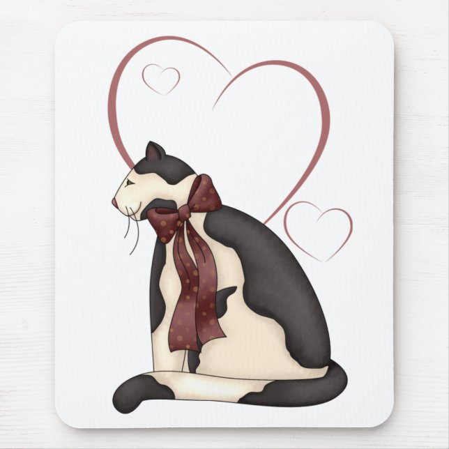 Kitty Cat with Hearts Picture Mouse Pad (Front)