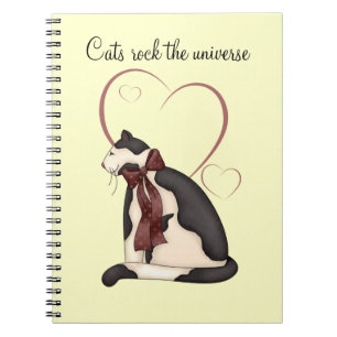 Kitty Cat with Hearts Picture Spiral Notebook