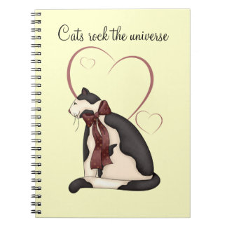 Kitty Cat with Hearts Picture Spiral Notebook