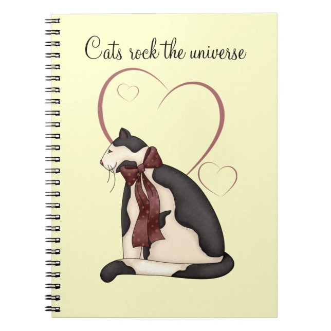Kitty Cat with Hearts Picture Spiral Notebook (Front)