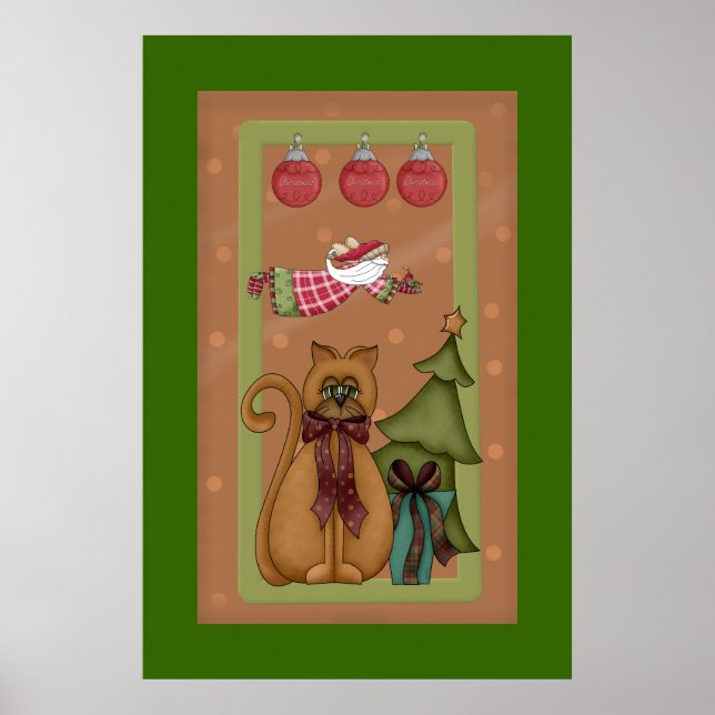 Kitty Cat with Tree Picture Poster (Front)