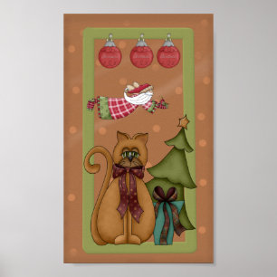 Kitty Cat with Tree Picture Poster