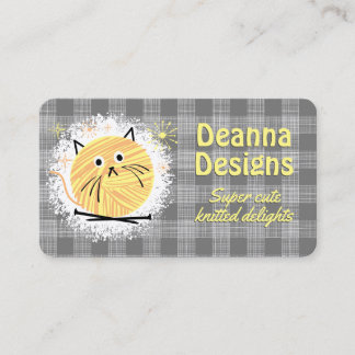 Kitty cat yarn knitting needles knitter business card