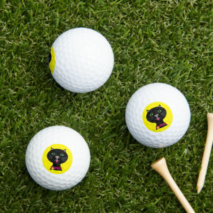 Kitty cat yellow background golf balls