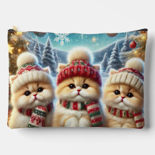 Kitty cats in festive Christmas decor and Snow Accessory Pouch