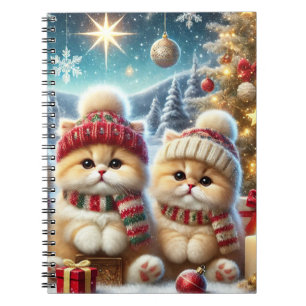Kitty cats in festive Christmas decor and Snow Notebook