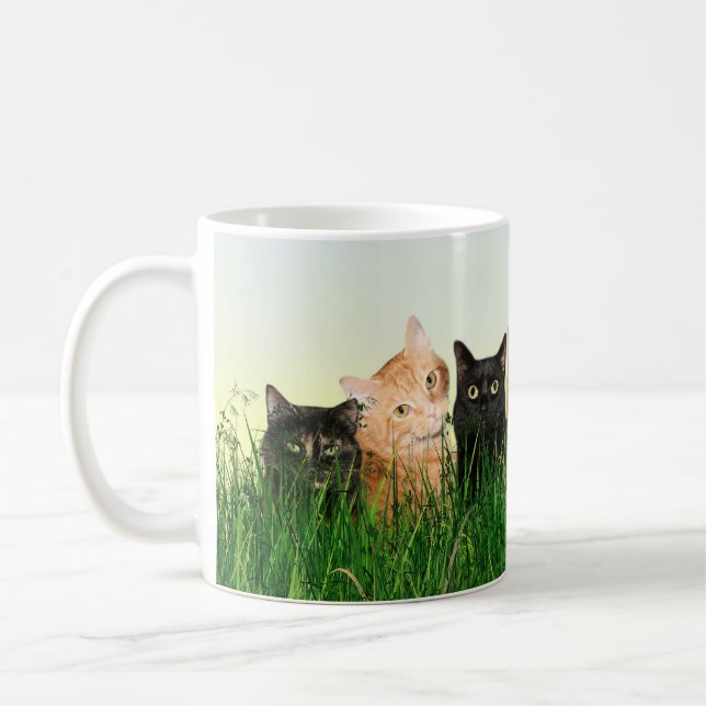 Kitty cats in the grass coffee mug (Left)