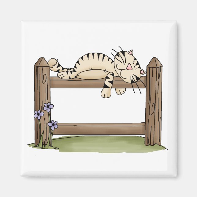 Kitty Cats · Kitty on Fence Magnet (Front)