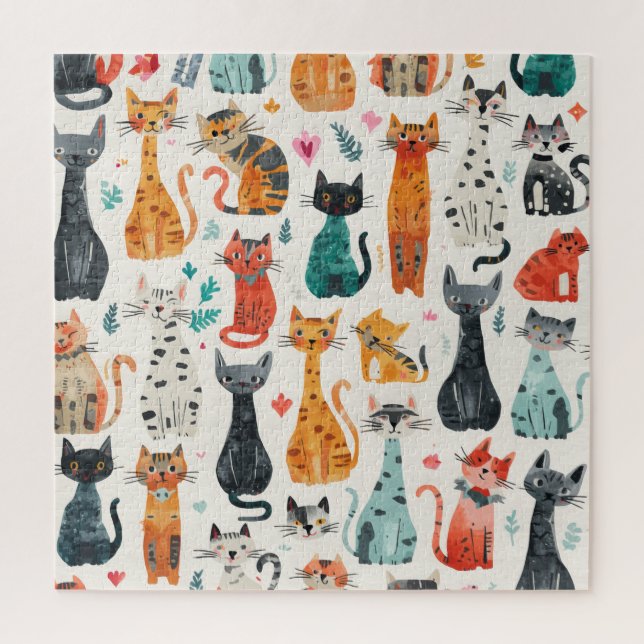Kitty Cats Pattern Jigsaw Puzzle (Vertical)