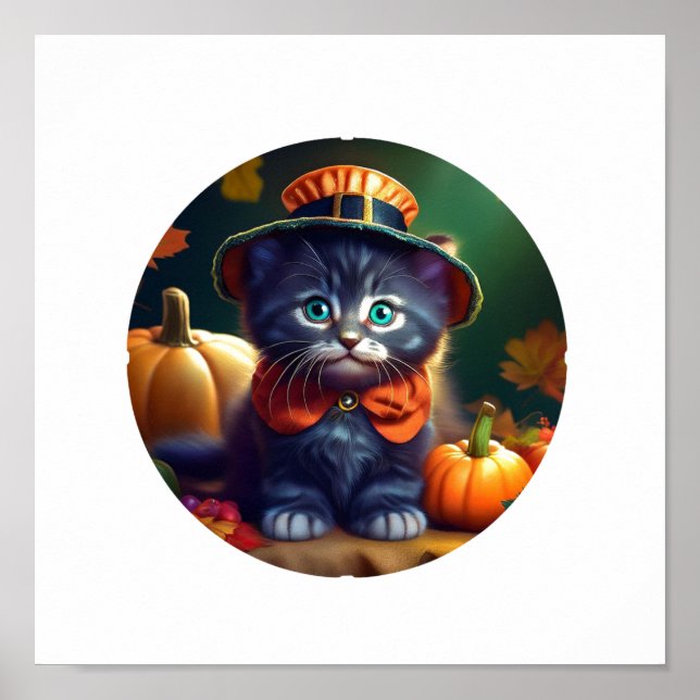 Kitty Celebrating Thanksgiving  Poster (Front)