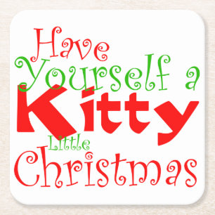 Kitty Christmas Holiday Pet Paper Coaster