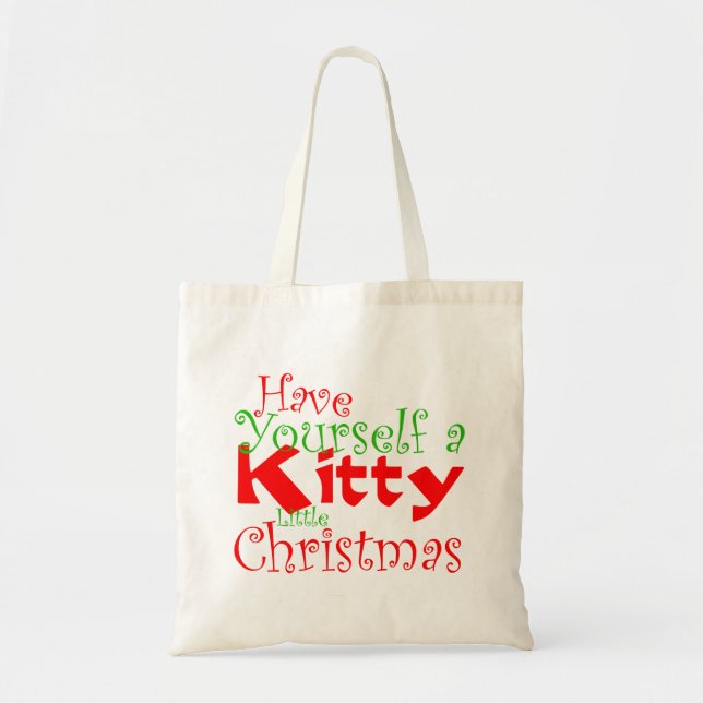 Kitty Christmas Holiday Tote Bag (Front)