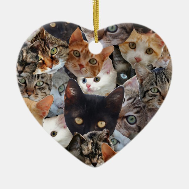 Kitty Collage Ceramic Tree Decoration (Front)