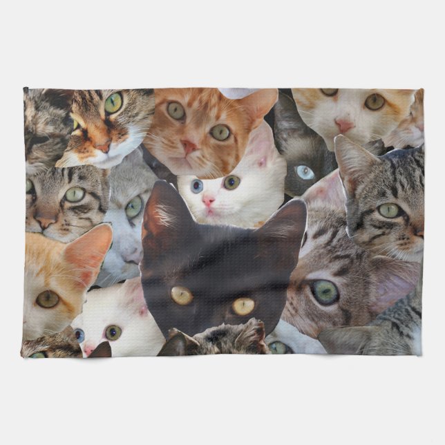Kitty Collage Tea Towel (Horizontal)