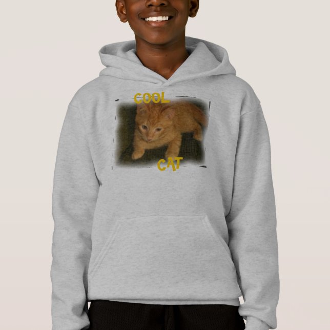 Kitty "COOL CAT" Kids Hooded Sweatshirt (Front)