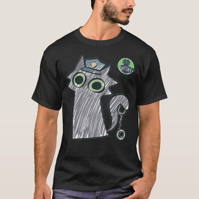 Kitty Cop – Purrtect & Serve Men's Dark T-Shirt (Front)