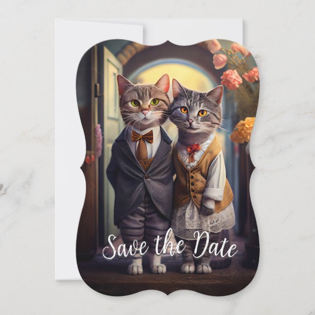 Kitty Couple - Save The Date Invitation (Front)