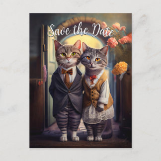 Kitty Couple - Save The Date Postcard