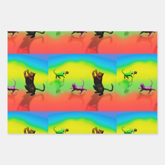 Kitty Cove Wrapping Paper Flat Sheet Set of 3 (Front)