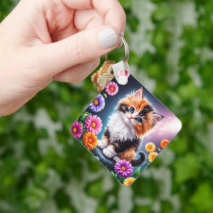 kitty drawing key ring