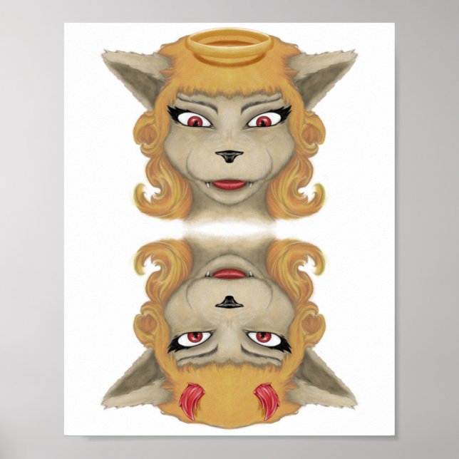Kitty evil angel cute animals illustration poster (Front)