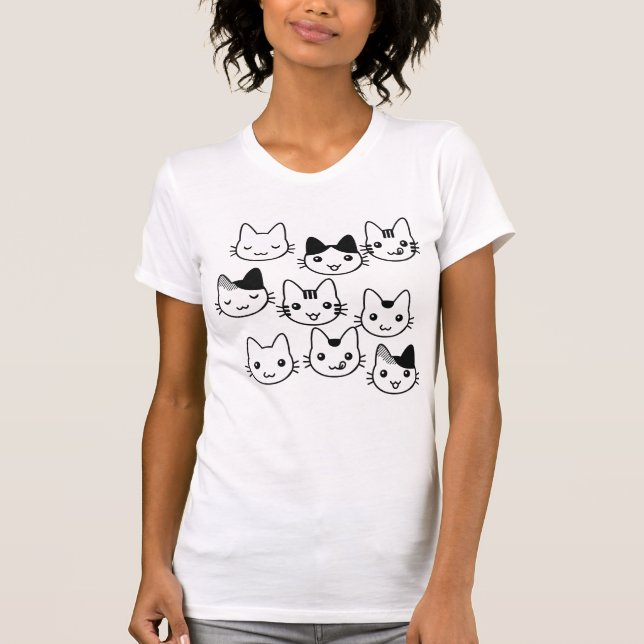 Kitty Faces Everywhere!!! T-Shirt (Front)