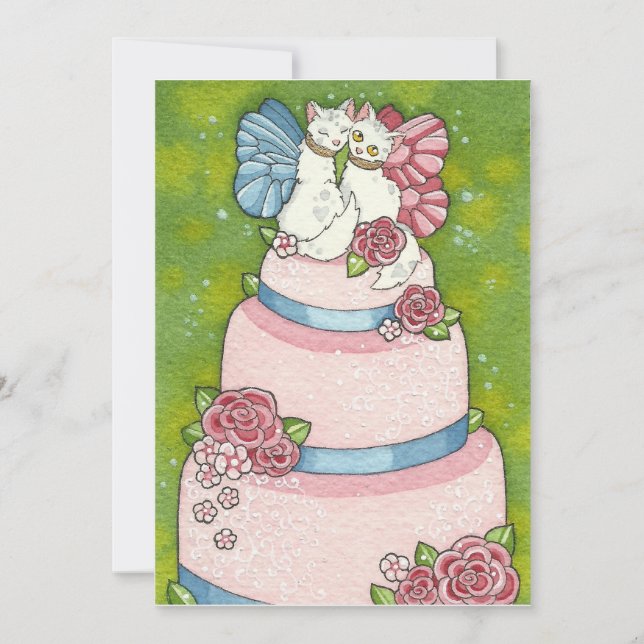 Kitty Fairy Wedding Cake Topper Invitation (Front)