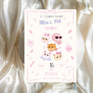 Kitty Girl Birthday Invitation