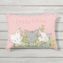 Kitty Girls room pillow personalised with name