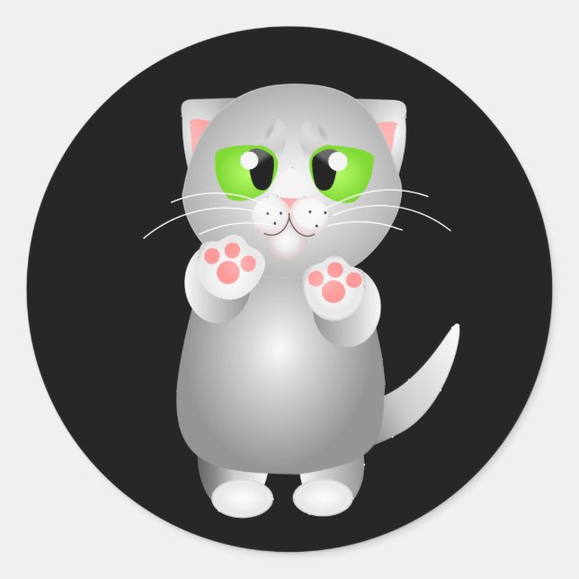 Kitty - Grey Shorthair Classic Round Sticker (Front)