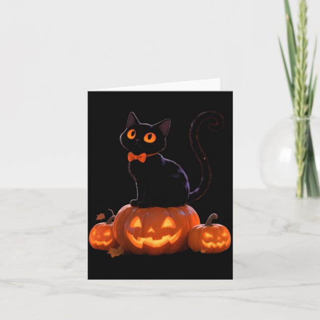 Kitty Halloween Pumpkin Black Cat Performance Card (Front)