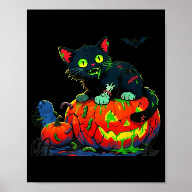 Kitty Halloween Pumpkin Black Cat Poster (Front)