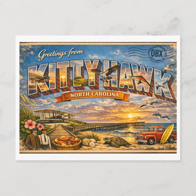 Kitty Hawk North Carolina Classic Postcard (Front)
